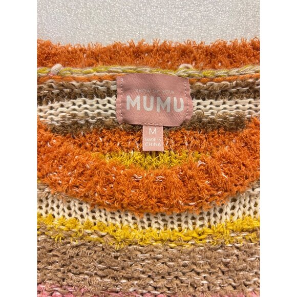 Show Me Your Mumu Women's Sue Cuffed Sweater Fall Stripe Medium - Picture 6 of 7